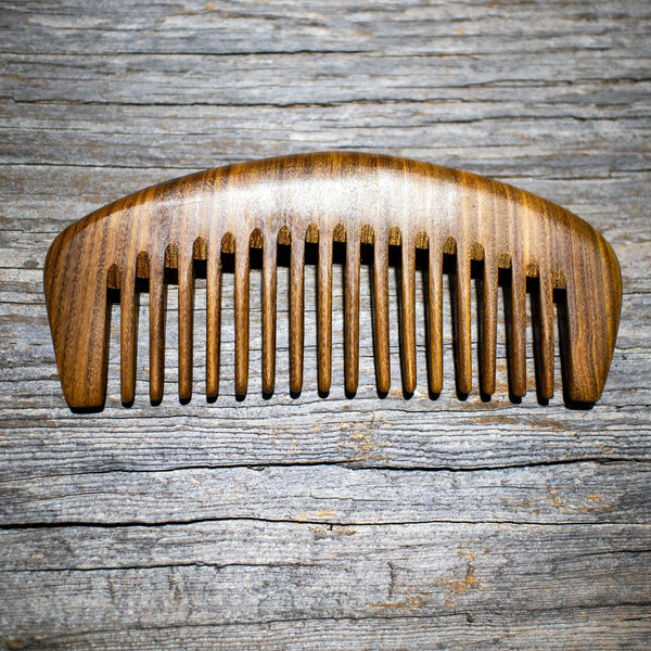 Wicked Beard Company Beard Comb Wide Tooth Green Sandalwood Pocket Beard Comb